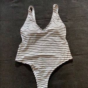 Black and white stripped swimsuit